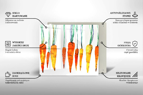 Kalené sklo za sporák Mrkva ilustrácie