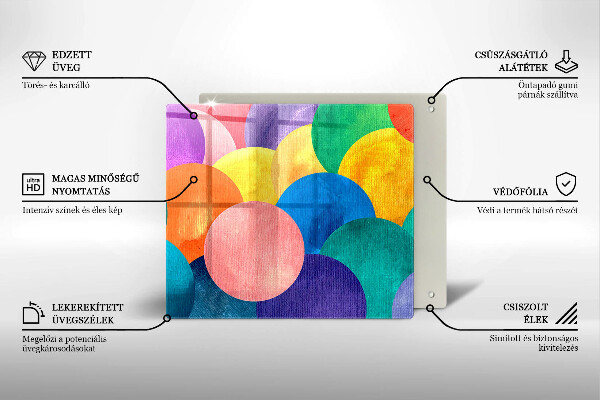 Kalené sklo za sporák Farebné kruhy