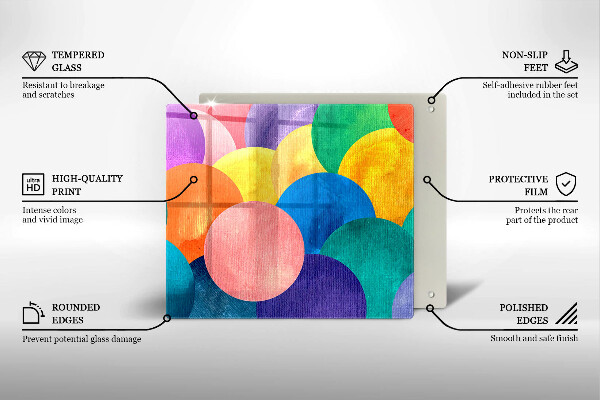 Kalené sklo za sporák Farebné kruhy