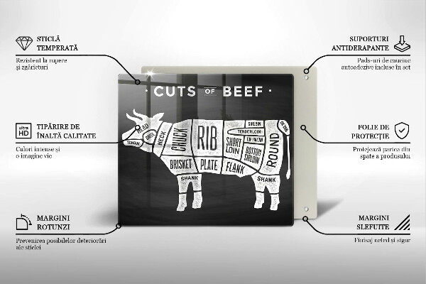 Kalené sklo za sporák Kravské mäso hovädzie mäso