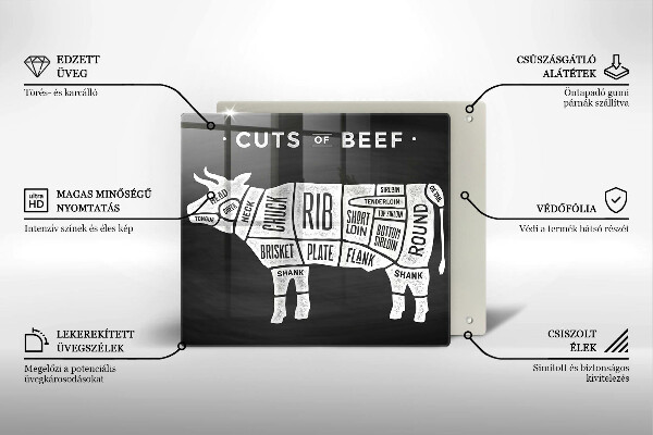 Kalené sklo za sporák Kravské mäso hovädzie mäso