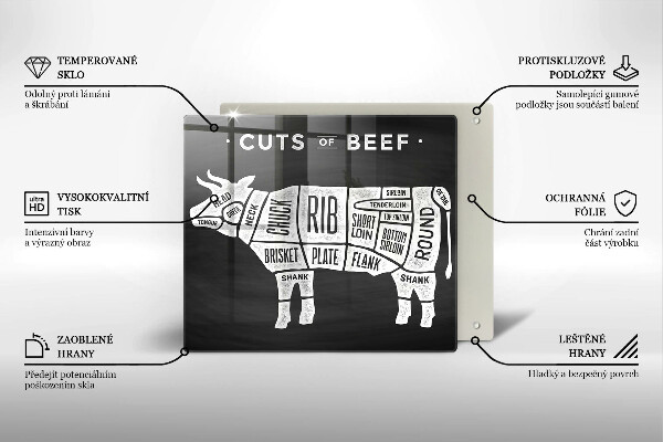 Kalené sklo za sporák Kravské mäso hovädzie mäso
