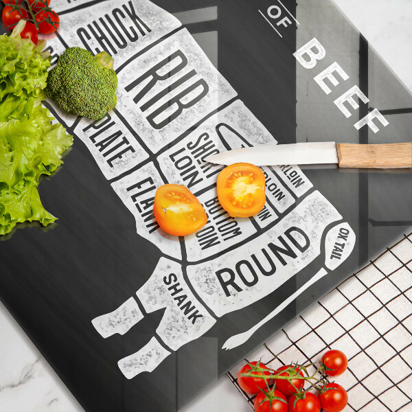 Kalené sklo za sporák Kravské mäso hovädzie mäso