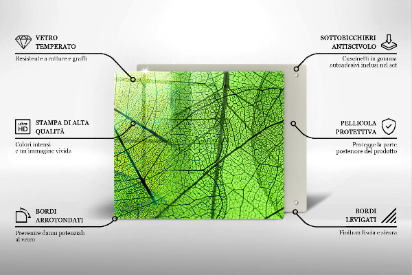 Kryt na indukčnú dosku Prírodné žilky listov