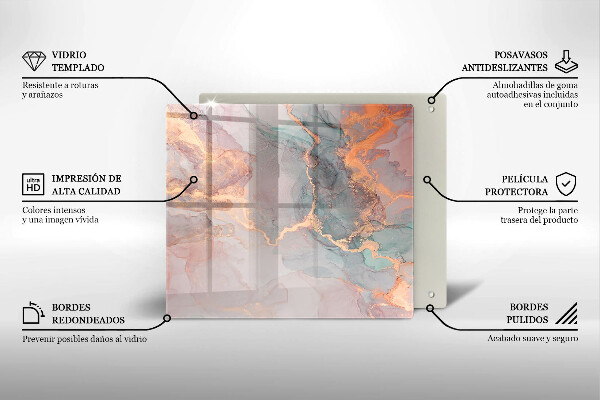 Kalené sklo za sporák Mramor so zlatom