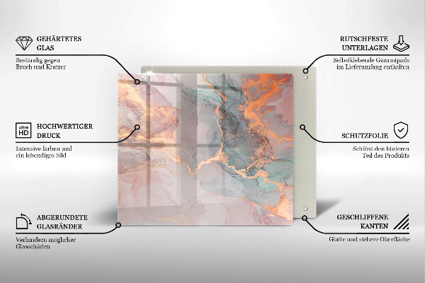 Kalené sklo za sporák Mramor so zlatom