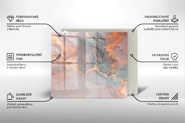 Kalené sklo za sporák Mramor so zlatom