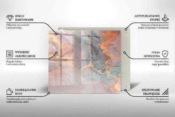 Kalené sklo za sporák Mramor so zlatom