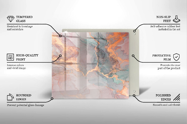 Kalené sklo za sporák Mramor so zlatom