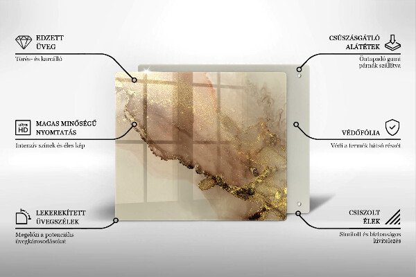 Kalené sklo za sporák Zlatá abstrakcia