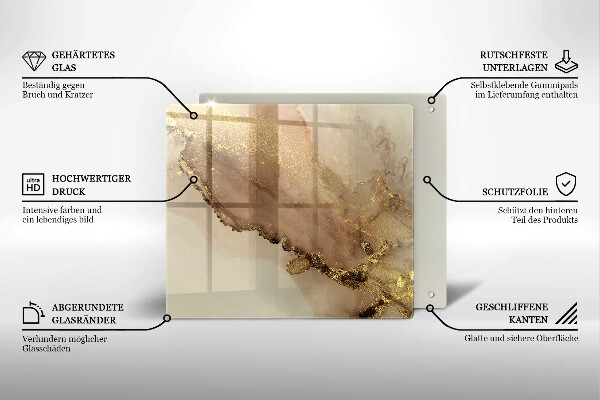 Kalené sklo za sporák Zlatá abstrakcia