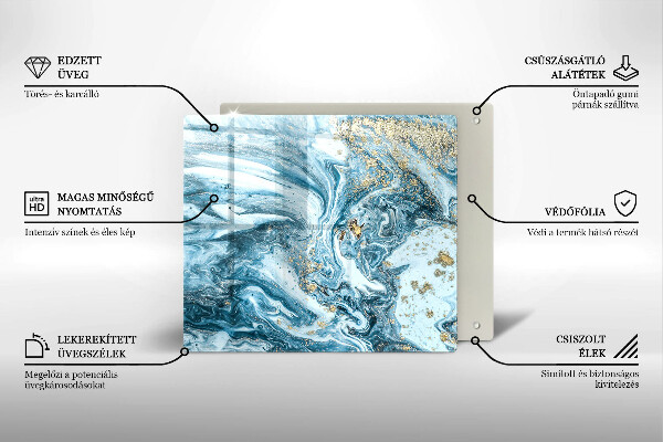 Kalené sklo za sporák Štruktúra so zlatom