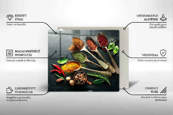 Kalené sklo za sporák Kuchynské lyžice korenia