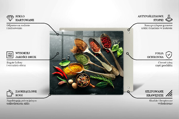Kalené sklo za sporák Kuchynské lyžice korenia