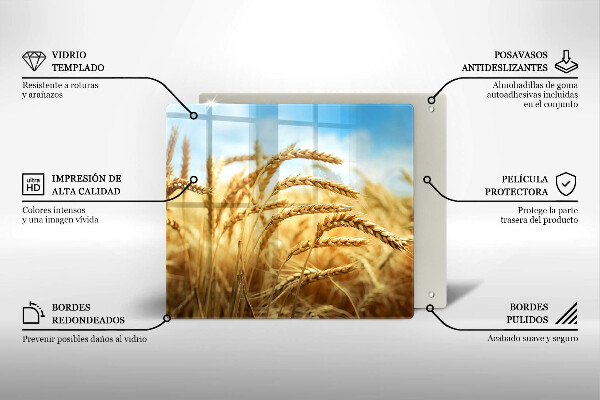 Kalené sklo za sporák Klasy obilnín na poli