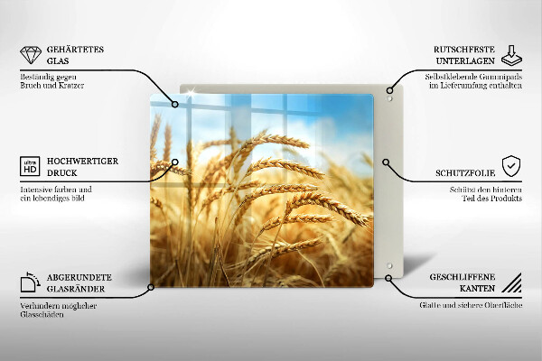 Kalené sklo za sporák Klasy obilnín na poli