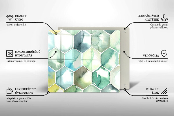 Sklo za varnú dosku Akvarelové šesťuholníky