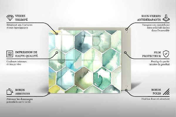 Sklo za varnú dosku Akvarelové šesťuholníky