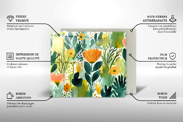 Krycia doska na sporák Maľované kvety