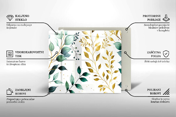 Krycia doska na sporák Zelené a zlaté listy