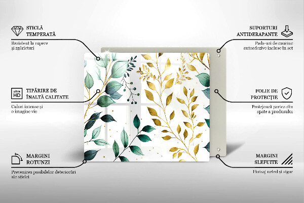 Krycia doska na sporák Zelené a zlaté listy