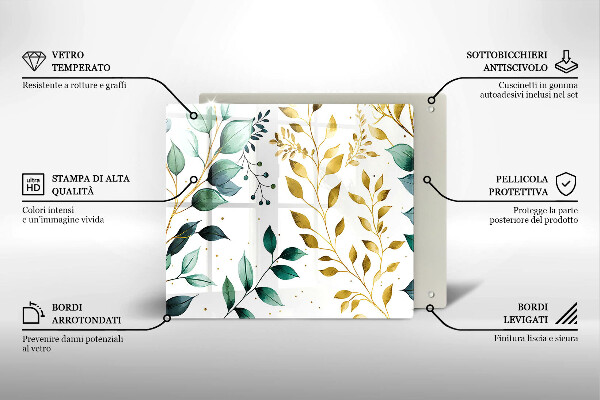 Krycia doska na sporák Zelené a zlaté listy