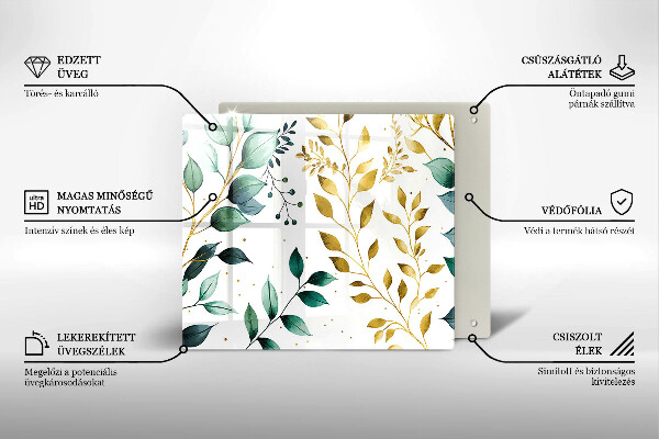 Krycia doska na sporák Zelené a zlaté listy