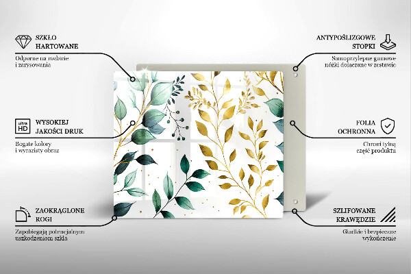 Krycia doska na sporák Zelené a zlaté listy