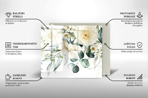 Sklo za varnú dosku Akvarelové kvety