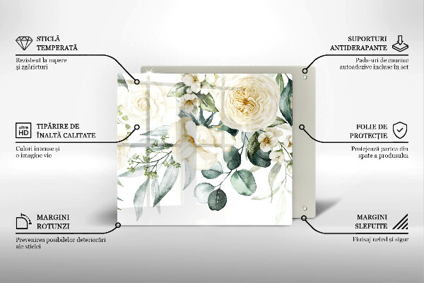 Sklo za varnú dosku Akvarelové kvety