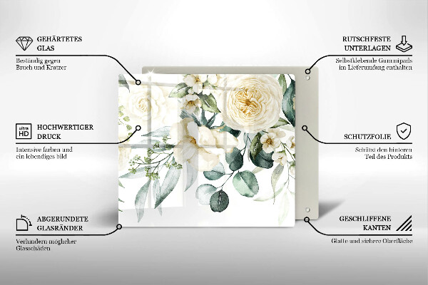 Sklo za varnú dosku Akvarelové kvety