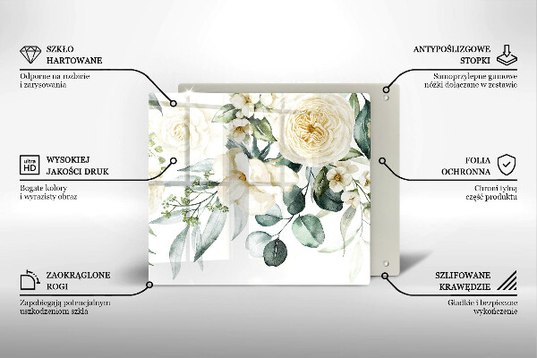 Sklo za varnú dosku Akvarelové kvety