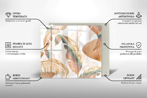 Sklo za varnú dosku Boho perie a listy