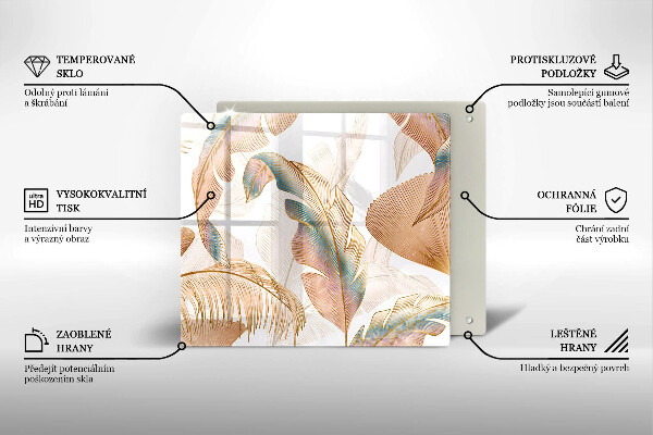 Sklo za varnú dosku Boho perie a listy