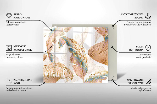 Sklo za varnú dosku Boho perie a listy