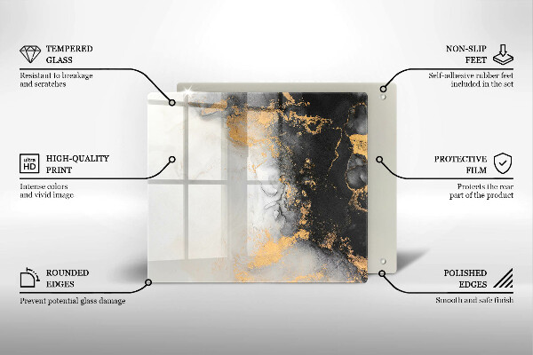 Sklo za varnú dosku Abstrakcia so zlatom