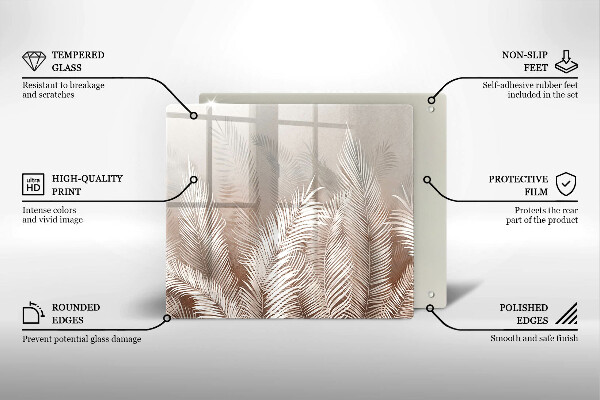 Sklo za varnú dosku Boho vegetačné listy