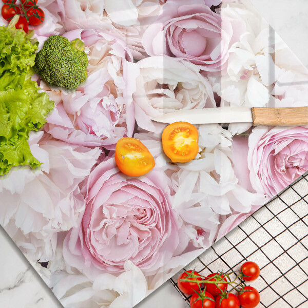 Kalené sklo za sporák Pivoňková kytica