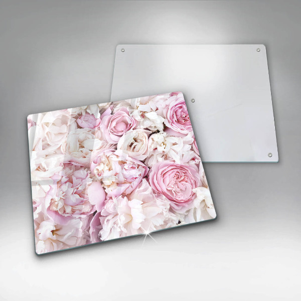 Kalené sklo za sporák Pivoňková kytica