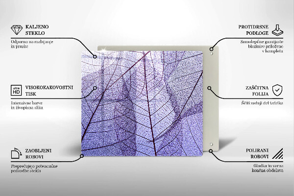 Kalené sklo za sporák Listy so žilami