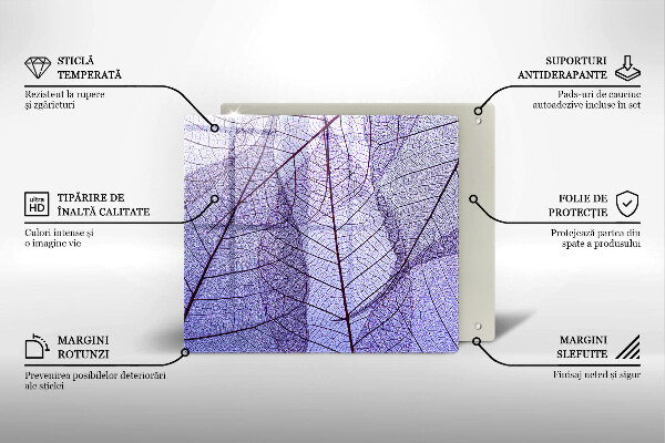 Kalené sklo za sporák Listy so žilami