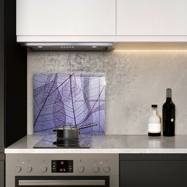 Kalené sklo za sporák Listy so žilami