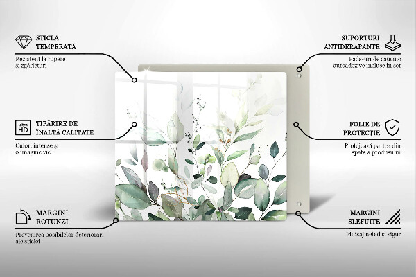 Kalené sklo za sporák Akvarelové rastliny