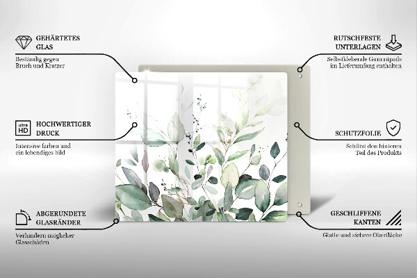 Kalené sklo za sporák Akvarelové rastliny