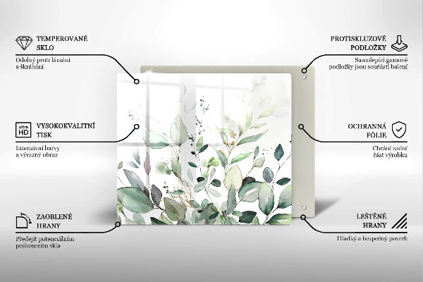 Kalené sklo za sporák Akvarelové rastliny