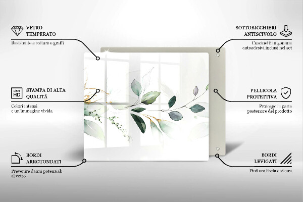 Kalené sklo za sporák Akvarelové listy