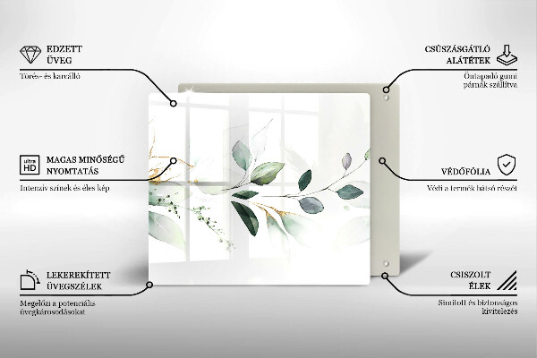 Kalené sklo za sporák Akvarelové listy