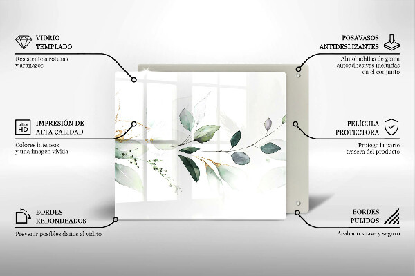 Kalené sklo za sporák Akvarelové listy