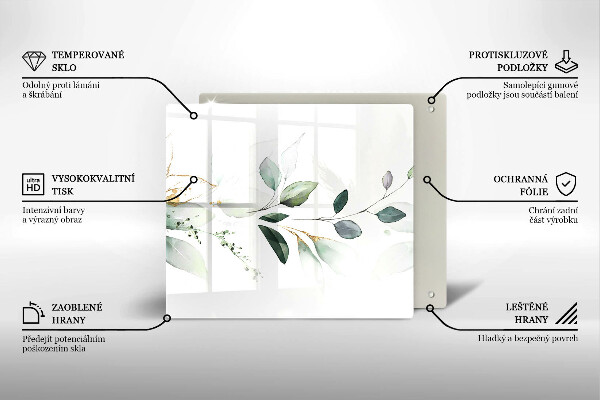 Kalené sklo za sporák Akvarelové listy
