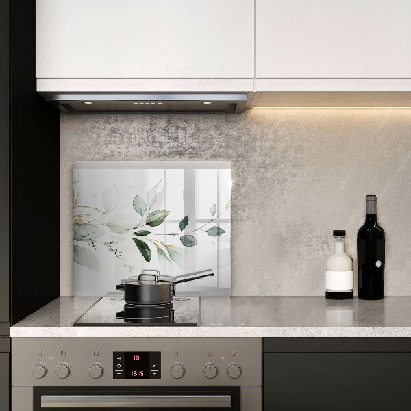 Kalené sklo za sporák Akvarelové listy